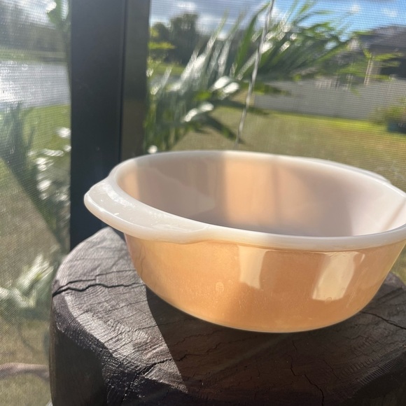 Fire King Vintage Oval Casserole Dish Iridescent Peach Luster - Picture 3 of 13